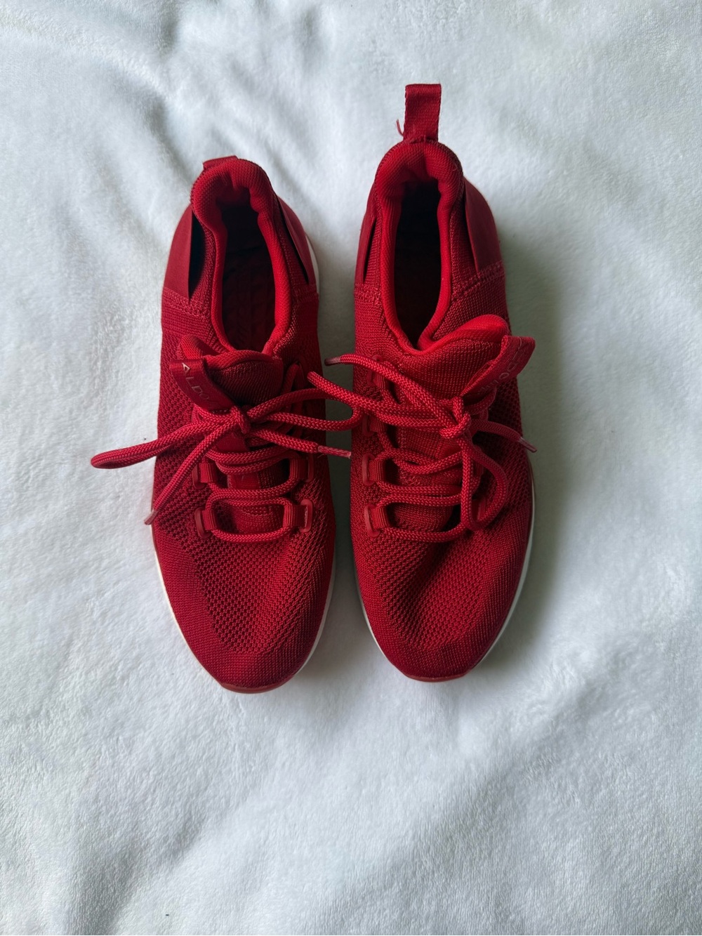 Aldo Red Knit Lace-Up Sneakers
